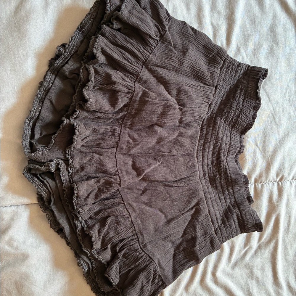 Brown Ruffled Mini Skirt